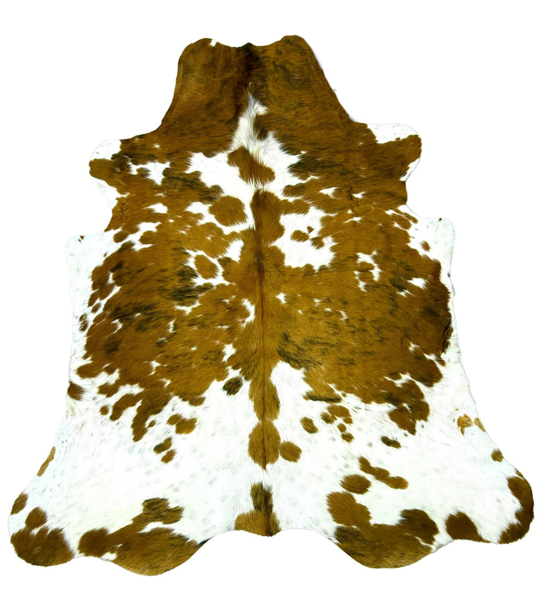 Brown and white cowhide rug o