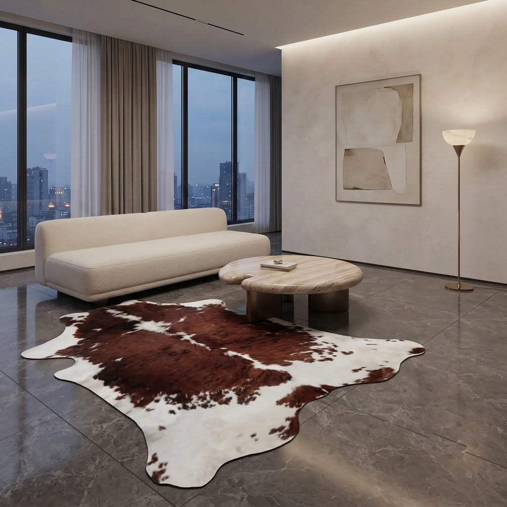 cowhide rug extra large in living room
