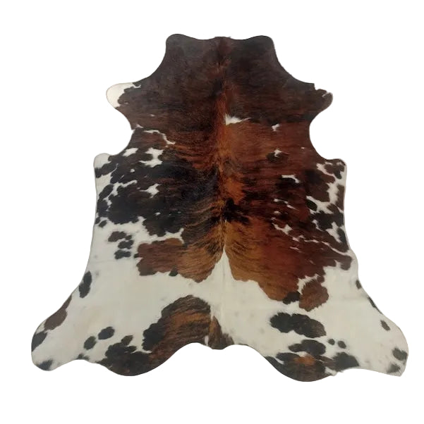 Premium cowhide rug by Cowhide Rugs London, natural black and white cowhide with irregular pattern, 197cm x 176cm.