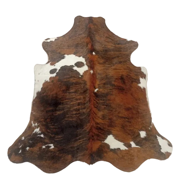 Natural cowhide rug with black and white patches, measuring 205cm x 180cm, from Cowhide Rugs London.