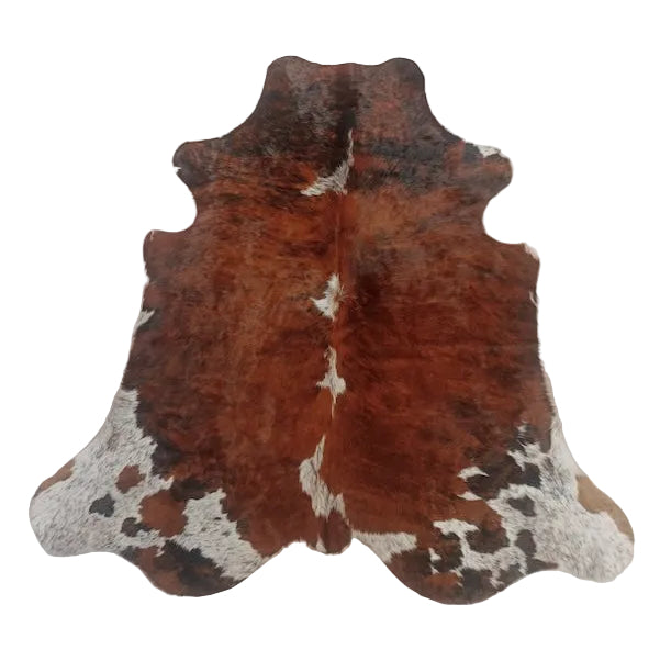 Premium cowhide rug by Cowhide Rugs London, 193cm x 162cm, featuring natural cowhide with a distinctive pattern and soft texture.
