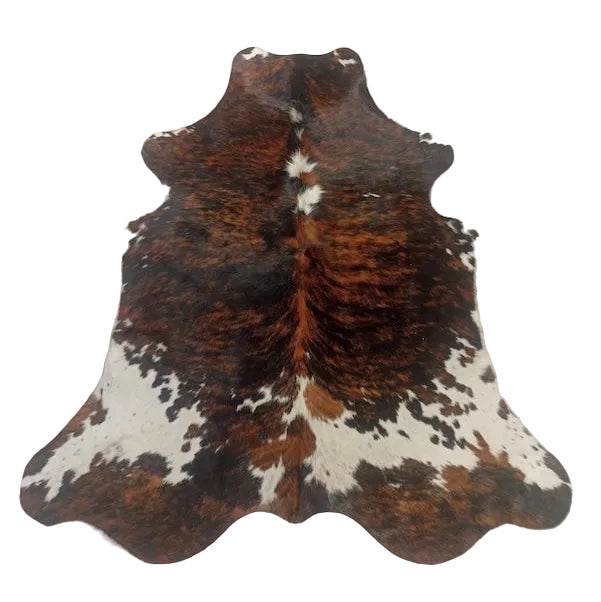 Premium cowhide rug with natural black and white patches, large size 193cm x 177cm, by Cowhide Rugs London.