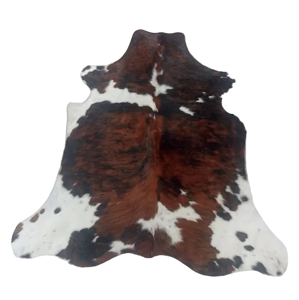 Premium cowhide rug from Cowhide Rugs London, 207cm x 194cm, natural cowhide pattern with unique markings and soft texture.