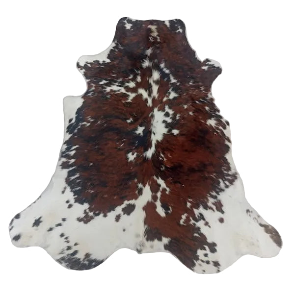 Large premium cowhide rug from Cowhide Rugs London, natural beige and brown tones, 200cm x 180cm, rustic and soft texture.