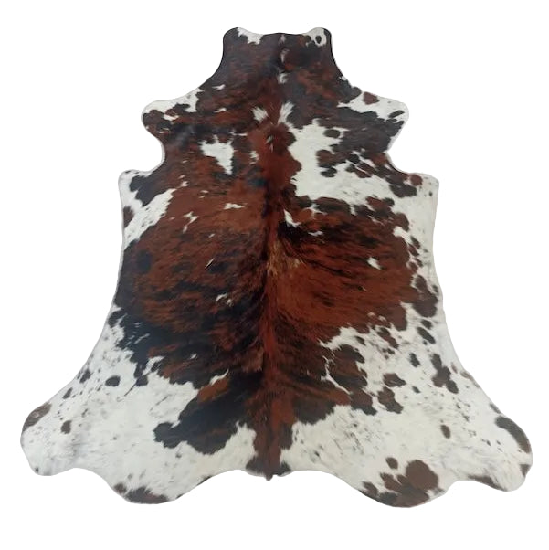 Premium cowhide rug from Cowhide Rugs London, 203cm x 174cm with natural cowhide pattern and texture.