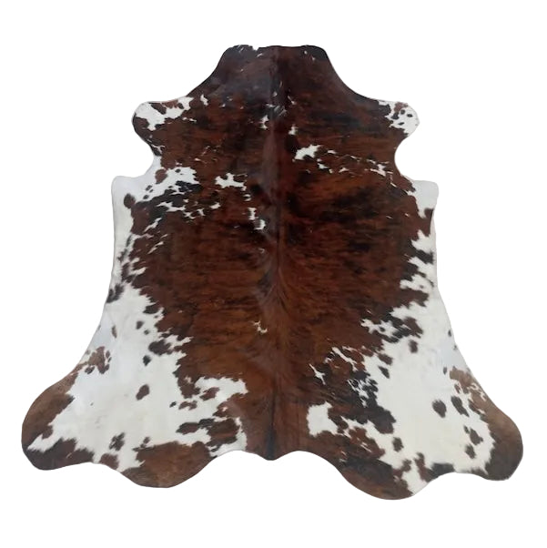 Large premium cowhide rug by Cowhide Rugs London, natural cowhide with unique markings, measuring 217cm by 206cm.