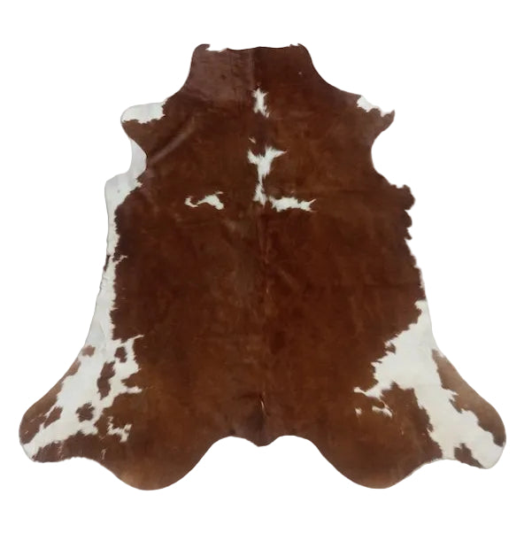 Large premium cowhide rug from Cowhide Rugs London, natural brown and white cowhide, 223cm x 214cm, stylish and durable decor piece