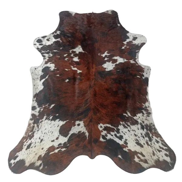 Large premium cowhide rug by Cowhide Rugs London, natural cowhide with unique markings, measuring 236cm x 210cm.