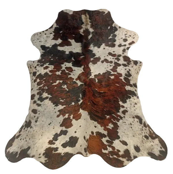 Large premium cowhide rug by Cowhide Rugs London, 239cm x 210cm, natural cowhide with unique markings and soft texture.