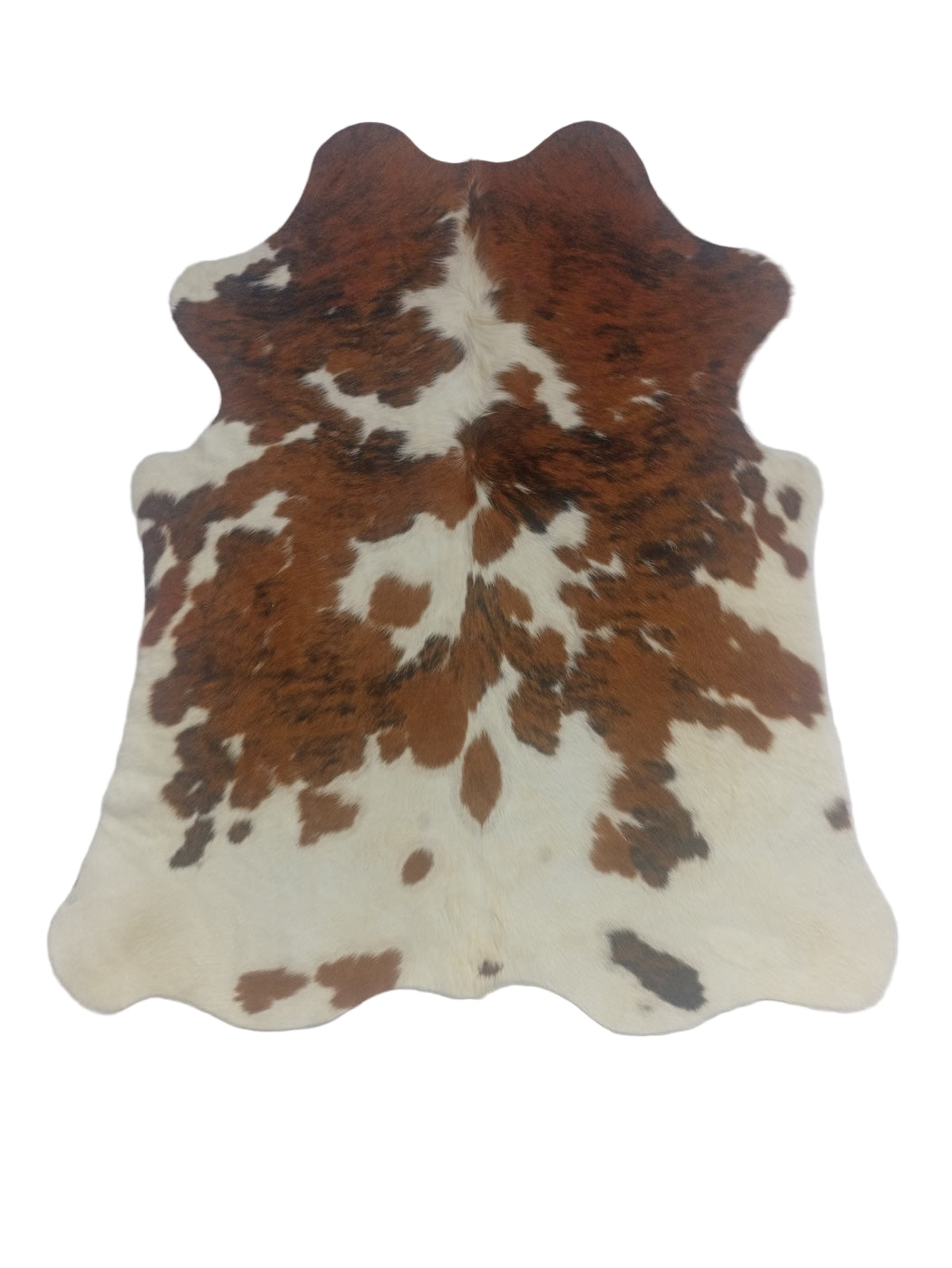 Brown and white cowhide rug 