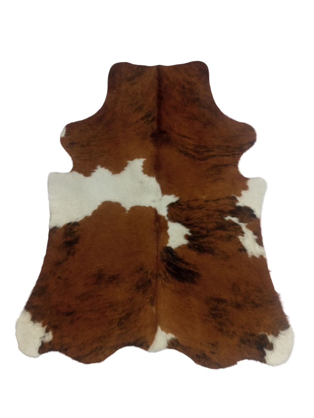 Brown and white cowhide rug 
