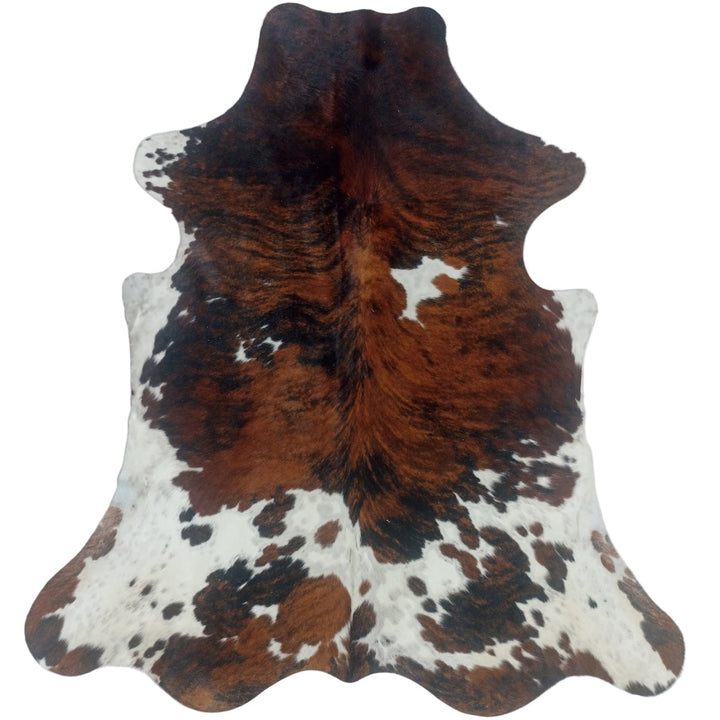 Large premium cowhide rug by Cowhide Rugs London, 240cm x 197cm, natural cowhide with unique pattern and soft texture.