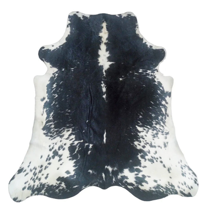 Large premium cowhide rug from Cowhide Rugs London, 230cm x 207cm, featuring natural cowhide pattern and texture.