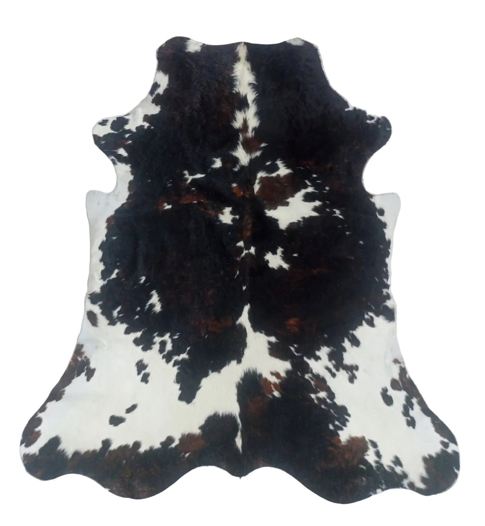 Large premium cowhide rug by Cowhide Rugs London, 230cm x 192cm, natural cowhide pattern and texture.