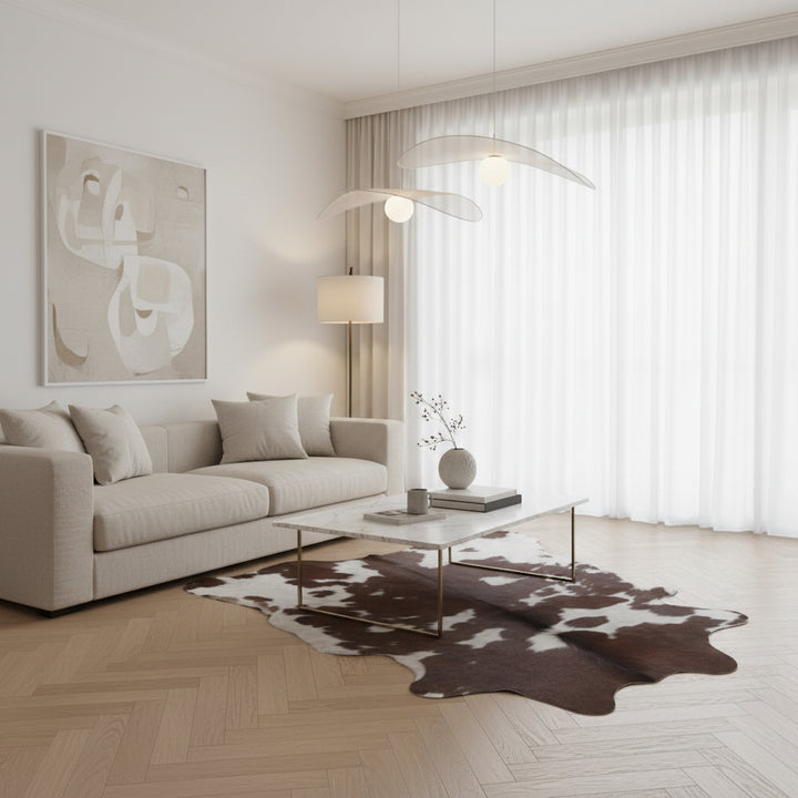 Tricolour cowhide rug