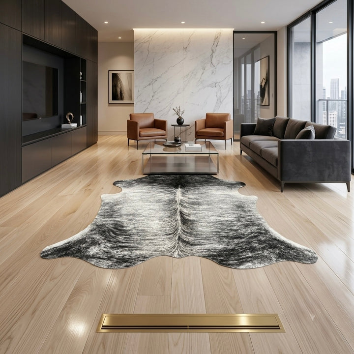 Grey  Cowhide Rug   A84504  221cm x 200cm (87" x 79")