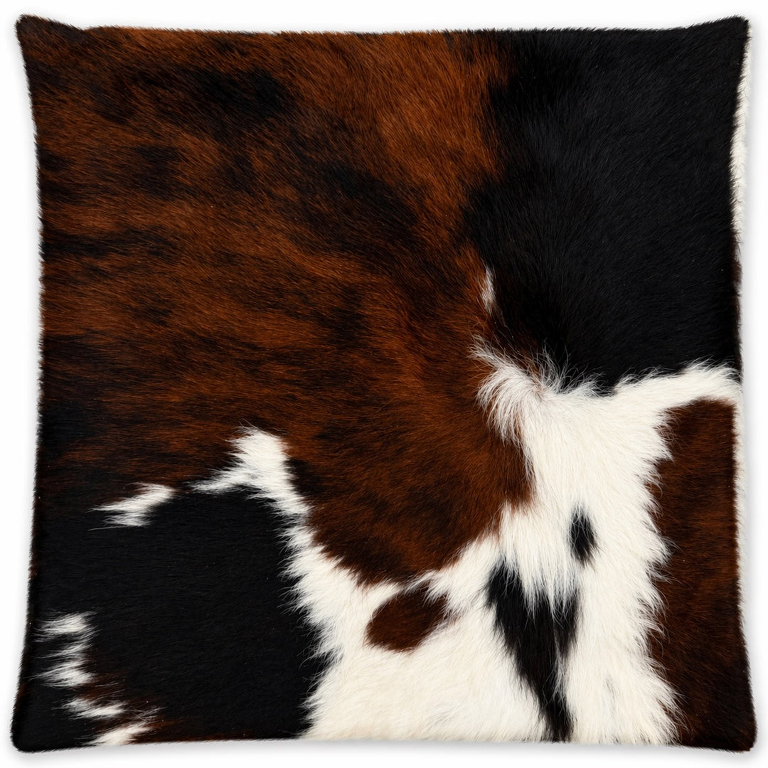 Cowhide Cushion from Cowhide Rugs London, 39cm x 39cm, natural cowhide with both sides visible, soft and textured surface.