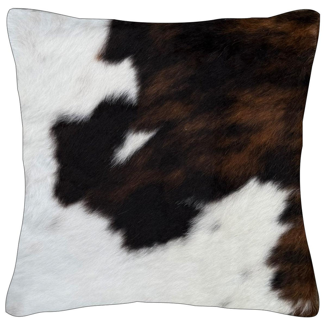 Cowhide Cushion C32 by Cowhide Rugs London, 39cm x 39cm, featuring cowhide with reverse suedette fabric in natural tones.