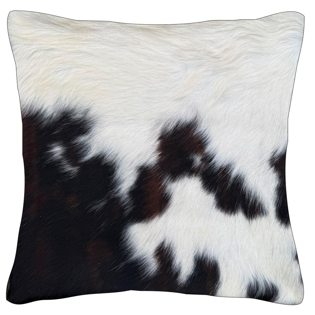 Cowhide Rugs London cowhide cushion C36 with reverse Suedette in 39cm x 39cm, featuring natural cowhide and soft suede texture.