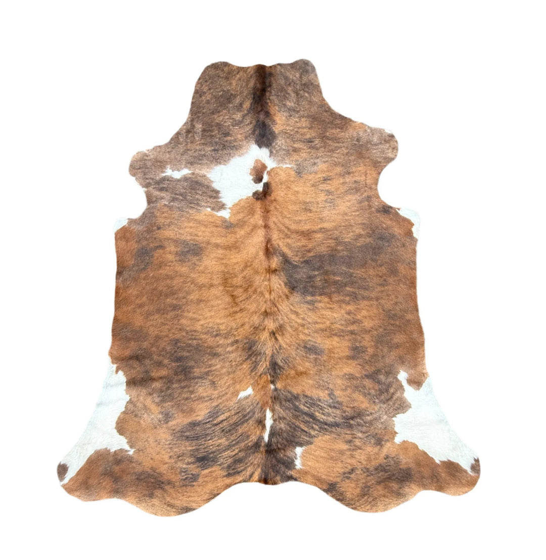 Premium cowhide rug by Cowhide Rugs London, 206cm x 175cm, featuring natural cowhide with a sleek, textured surface.