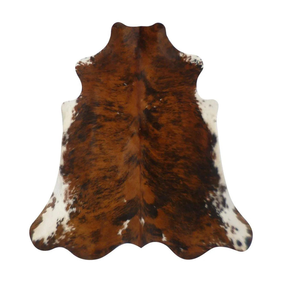 Premium Cowhide Rug DM414 from Cowhide Rugs London, natural cowhide with a 204cm by 195cm size and unique pattern.