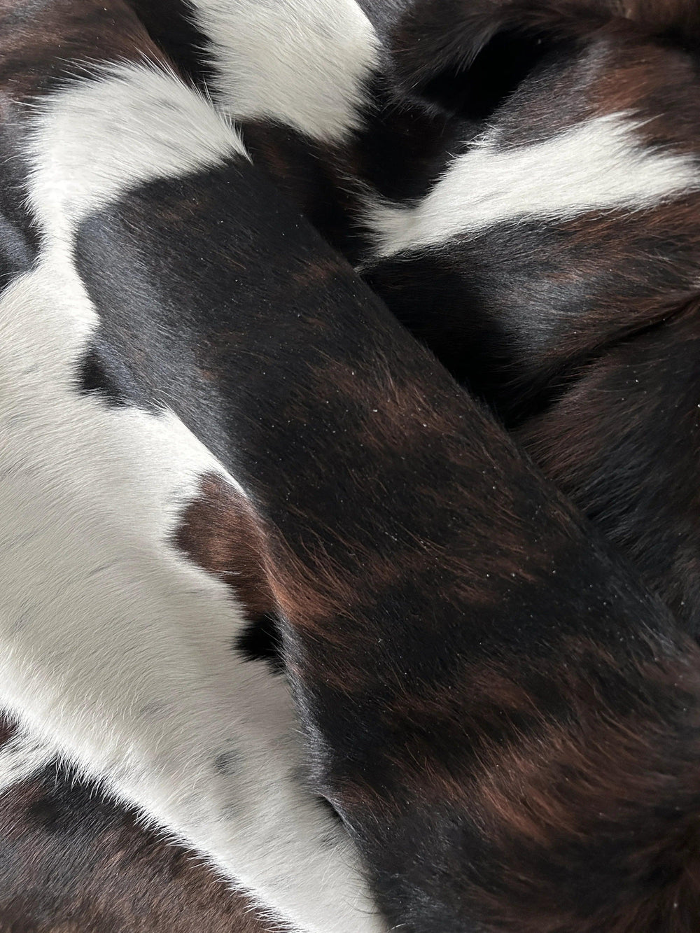 Premium cowhide rug from Cowhide Rugs London, 202cm x 179cm, natural cowhide with unique pattern and soft texture.
