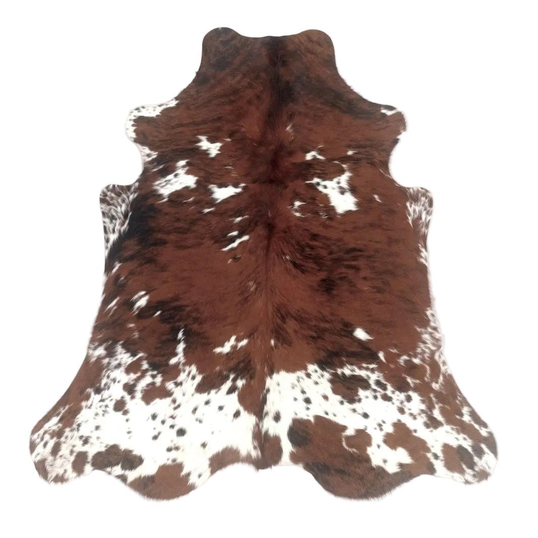 Premium Cowhide Rug from Cowhide-Rugs-London, small size 183cm x 155cm, natural cowhide with distinctive markings and texture.