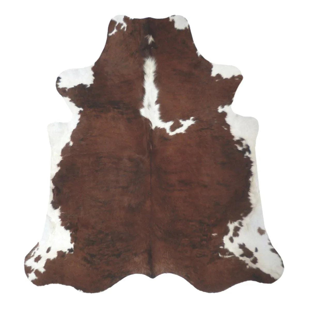 Premium Cowhide Rug AM285 from Cowhide Rugs London, natural cowhide with a 201cm x 193cm size, showcasing its unique pattern and texture.