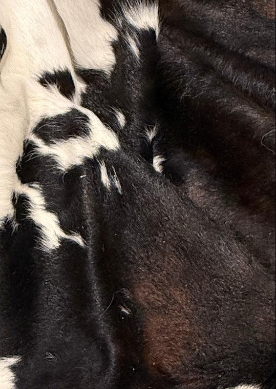 Premium Cowhide Rug by Cowhide Rugs London, XXL size 230cm x 192cm, natural cowhide with distinctive markings and smooth texture.