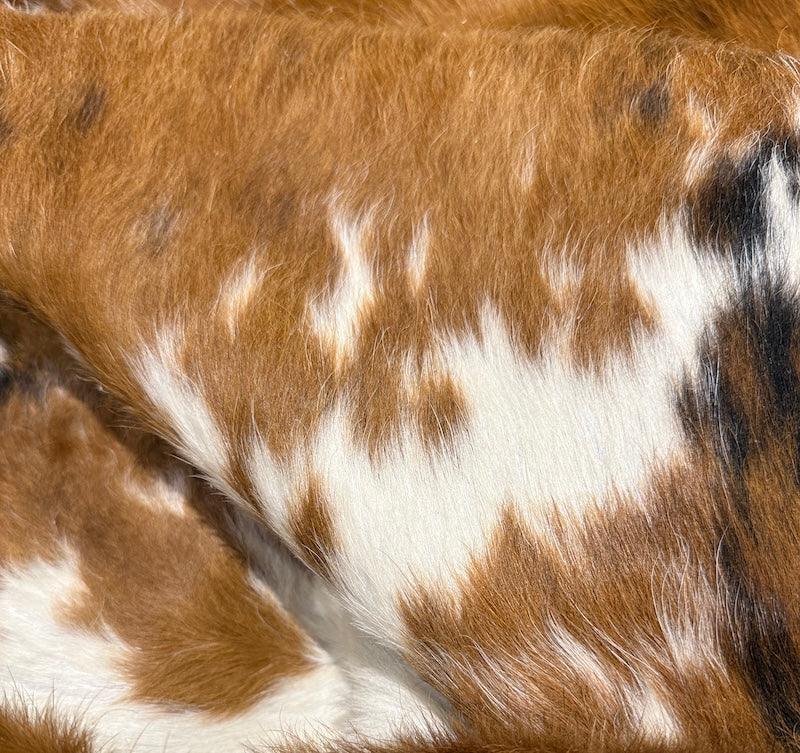 Premium cowhide rug from Cowhide Rugs London, XXL size 235cm x 194cm, natural cowhide pattern and texture for stylish home decor.