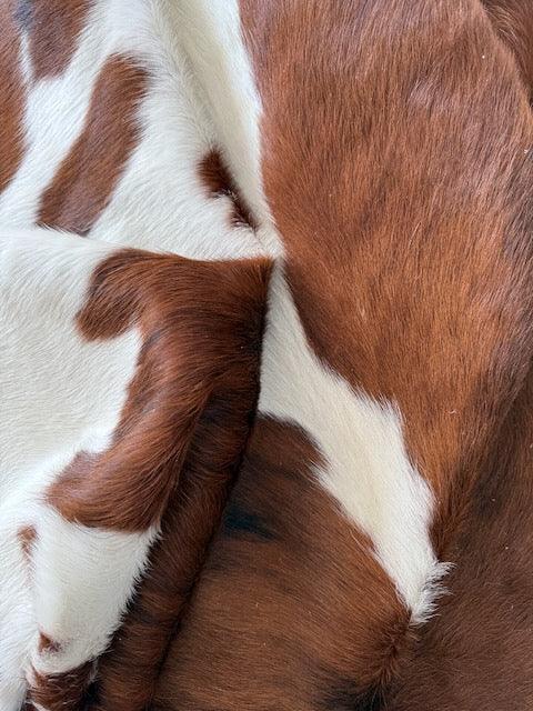 Premium cowhide rug by Cowhide Rugs London, XXL size 237cm x 195cm, natural cowhide with unique markings and soft texture.