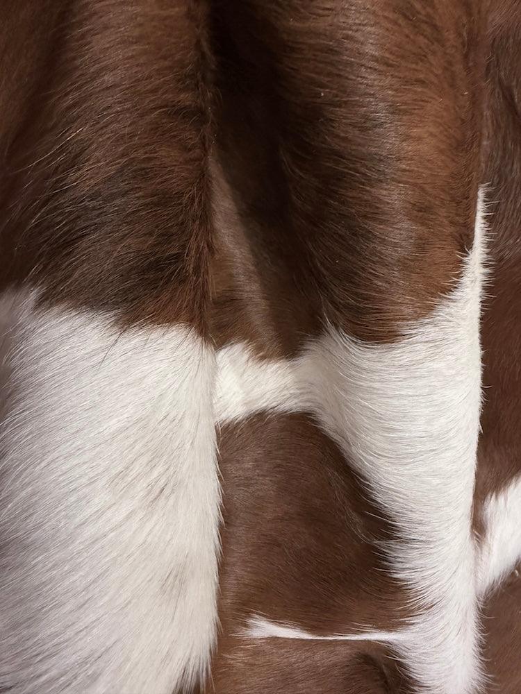 Premium cowhide rug by Cowhide Rugs London, XL size 224cm x 203cm, featuring natural cowhide pattern and soft texture.