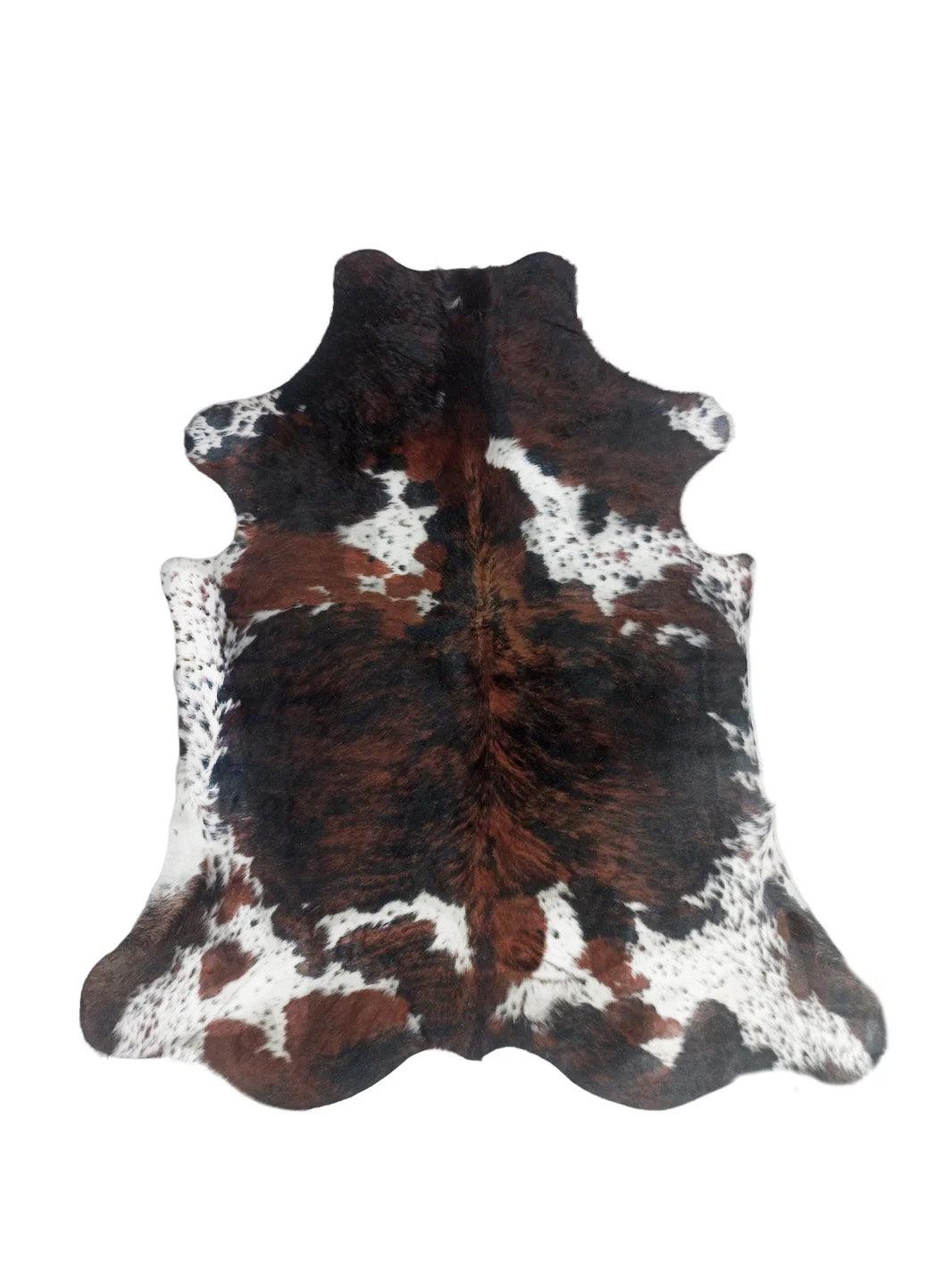 Premium Cowhide Rug from Cowhide Rugs London, natural cowhide with unique markings, measuring 220cm by 186cm.