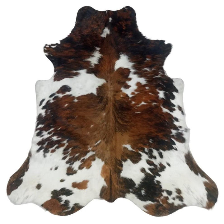 Premium Cowhide Rug by Cowhide Rugs London, 205cm x 186cm, showcasing natural cowhide textures and rich color variations.
