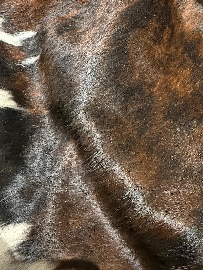 Premium cowhide rug by Cowhide Rugs London, large 225cm x 208cm, natural cowhide pattern, ideal for stylish interior decor.