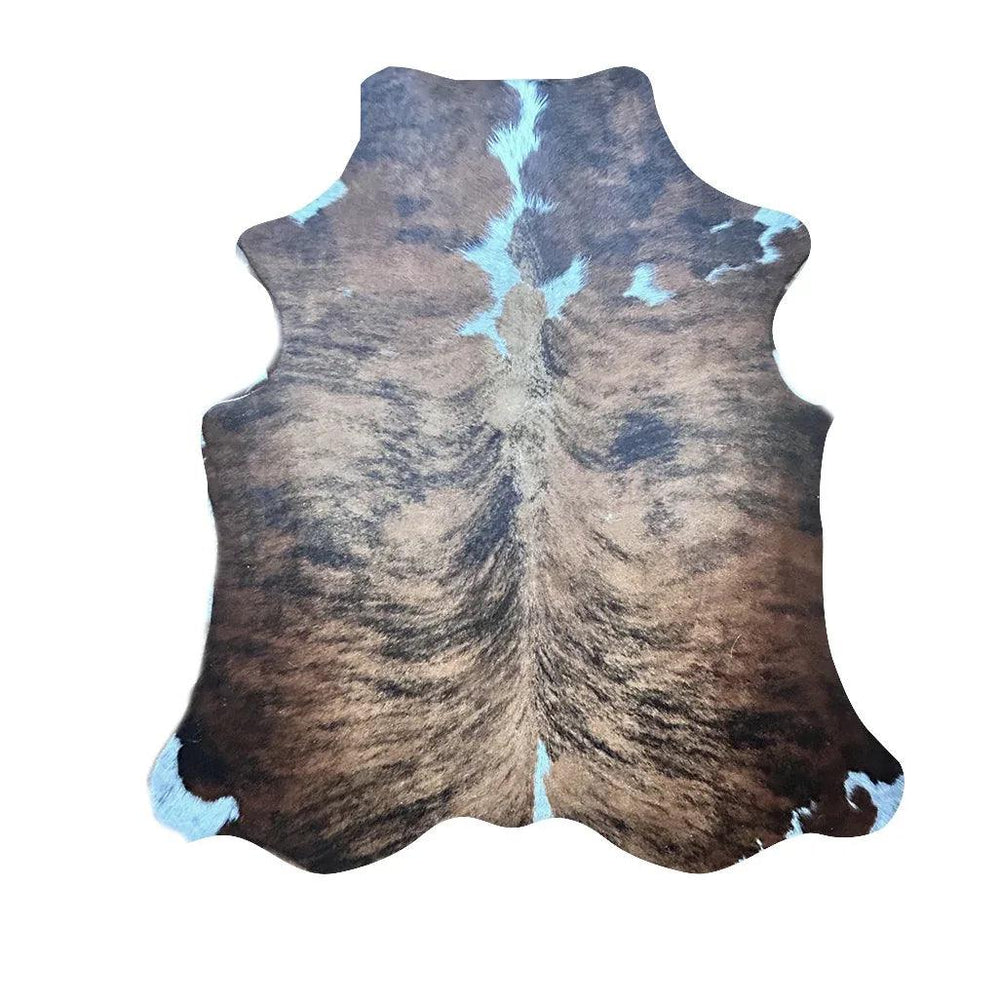 Cowhide Rug DP493 from Cowhide-Rugs-London in natural brown and white tones, measuring 1.58m x 1.40m, soft and textured surface.