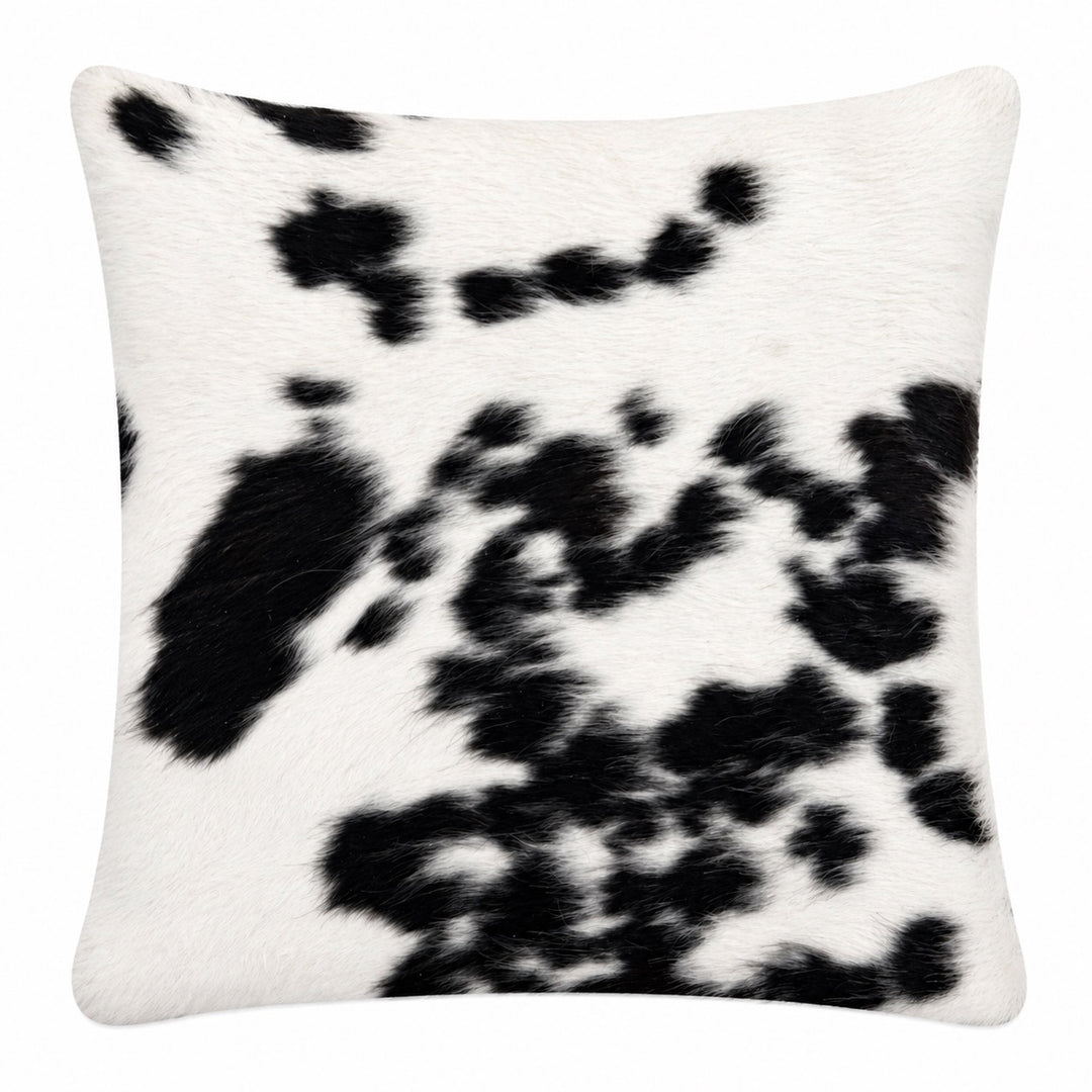 Cowhide cushion with suede reverse, 49cm x 49cm, by Cowhide Rugs London, showcasing a stylish cowhide and suede blend.