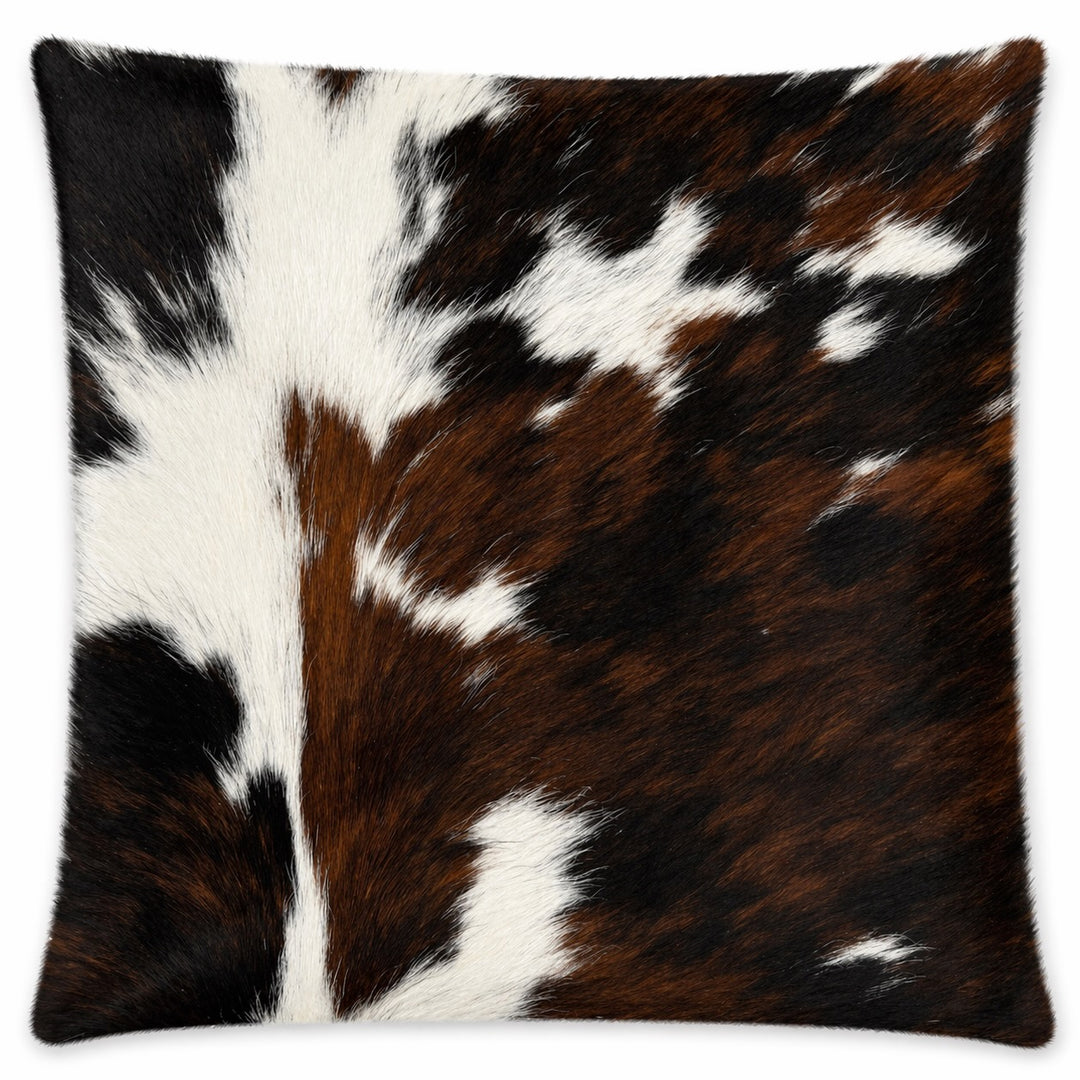 Cowhide cushion from Cowhide Rugs London, 29x39cm, with natural spotted cowhide pattern on both sides.