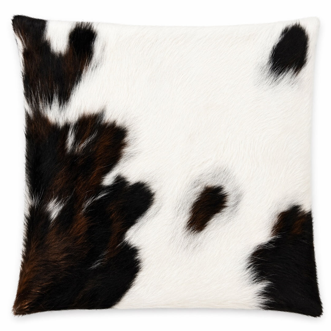 Cowhide cushion from Cowhide Rugs London, 37cm x 39cm, featuring natural cowhide with a distinctive pattern and soft texture.