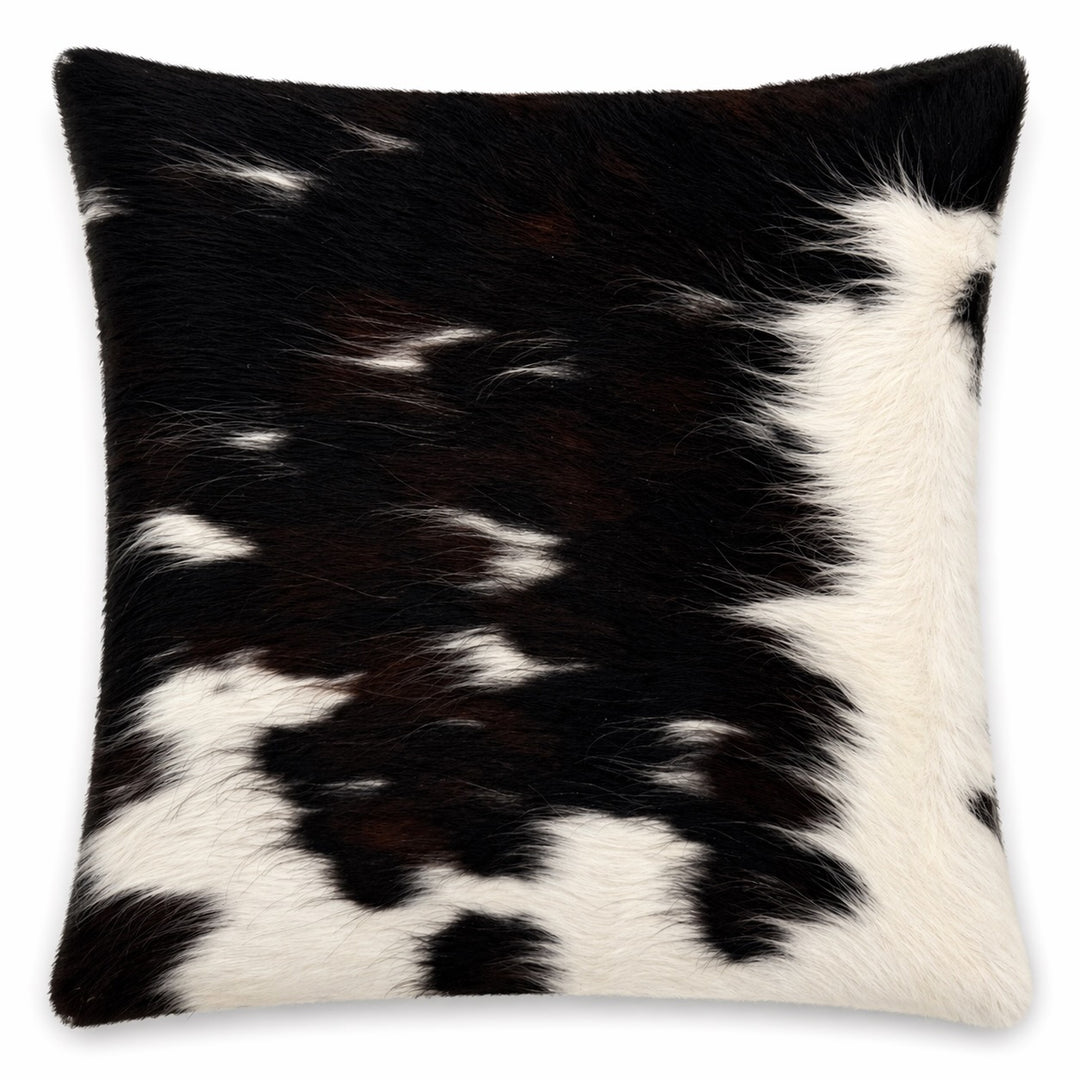 Cowhide cushion from Cowhide Rugs London, 39cm x 39cm, featuring natural cowhide with a soft, textured surface on both sides.