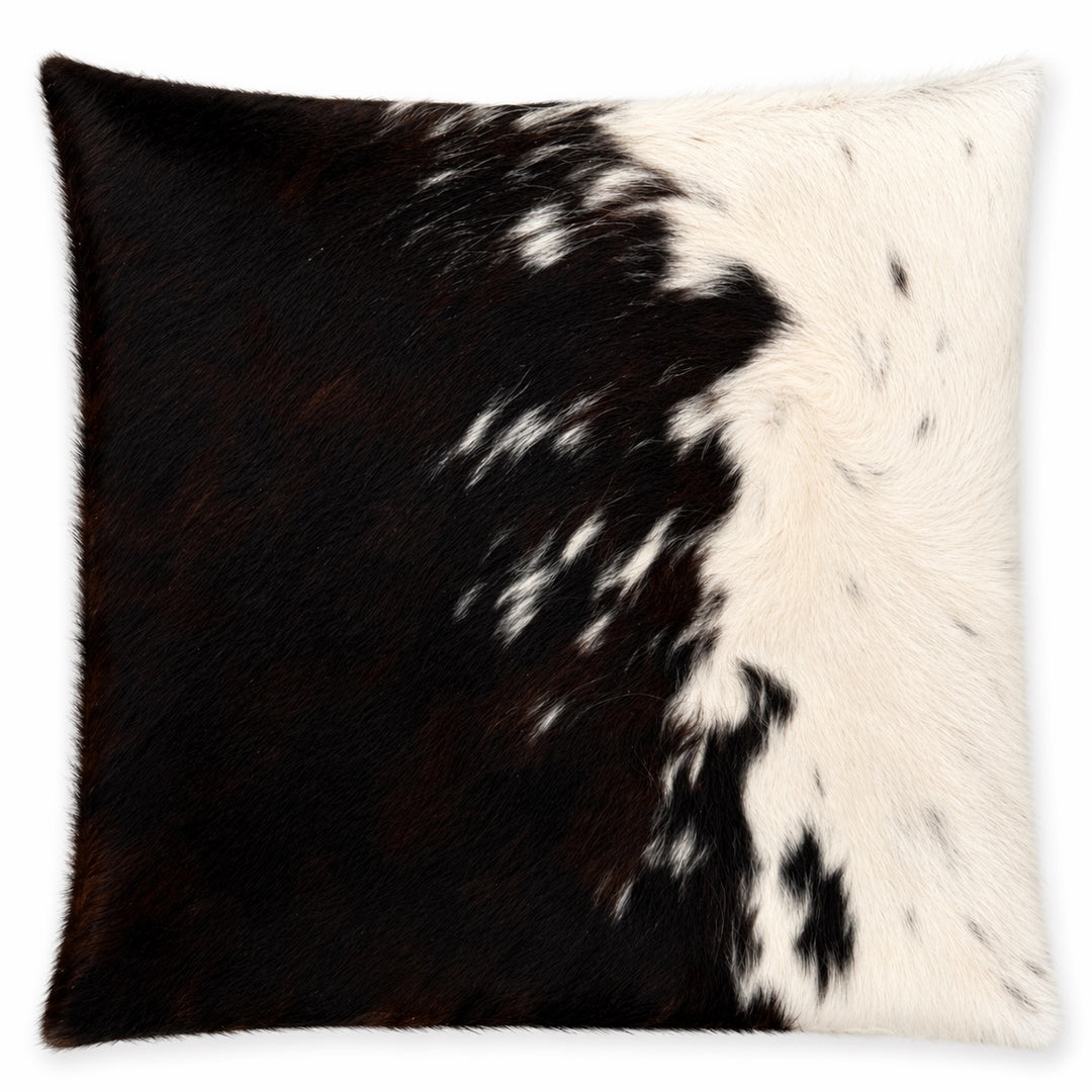Cowhide cushion by Cowhide Rugs London, 39x39cm, featuring natural cowhide with a distinctive pattern and soft texture.