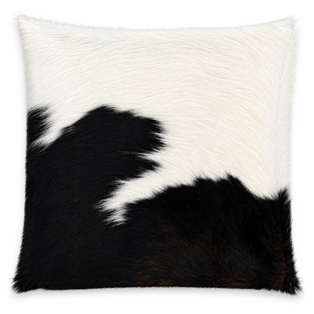 Cowhide cushion from Cowhide Rugs London, 39x39cm with natural brown and white cowhide pattern, double-sided for versatile decor.