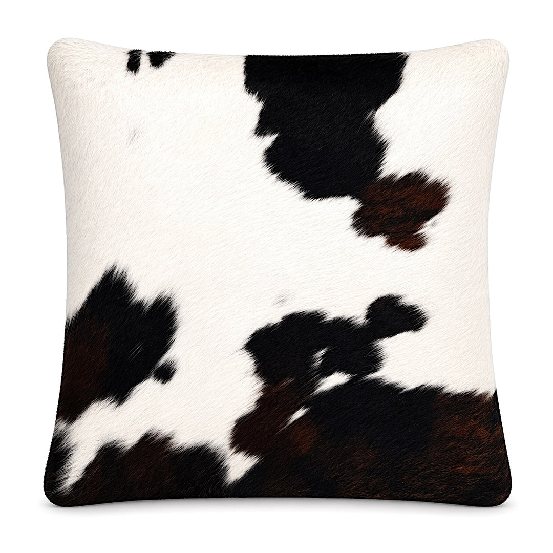Cowhide cushion from Cowhide Rugs London, 49cm x 49cm, with a cowhide front and suedette reverse, stylish and textured.