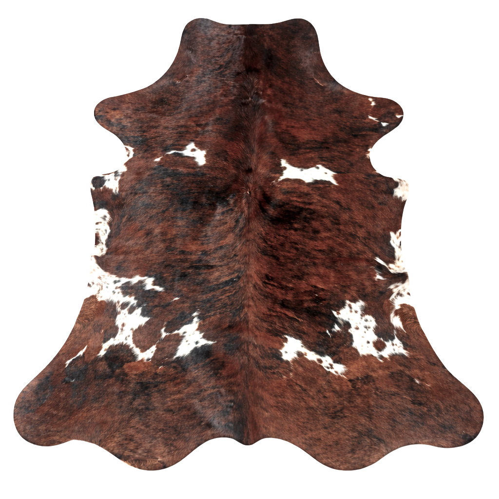 Premium cowhide rug from Cowhide-Rugs-London, 220cm x 189cm, featuring natural cowhide pattern and soft leather texture.