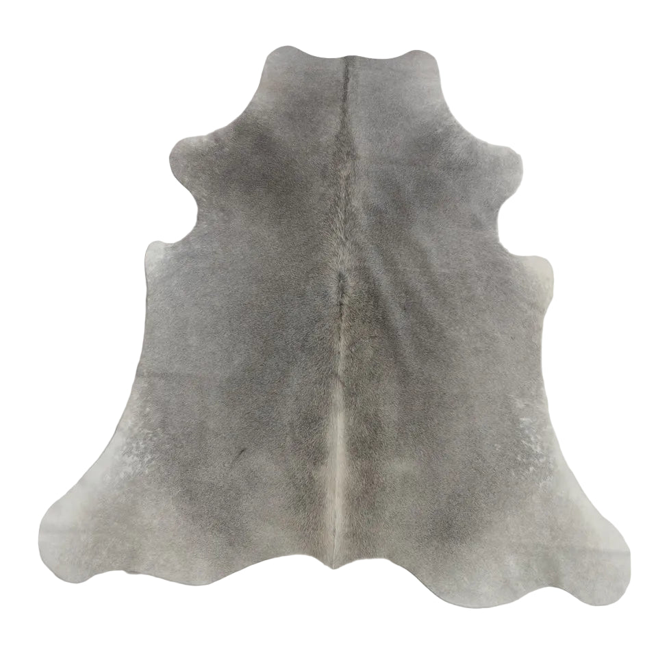 Natural cowhide rug in brown and white, measuring 1.79m x 1.65m, from Cowhide Rugs London, showcasing its textured pattern.