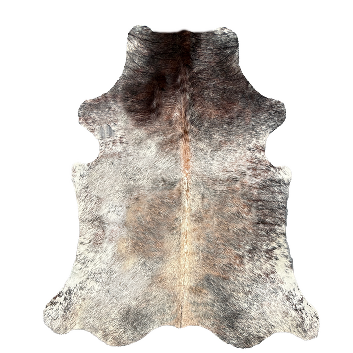 Exotic cowhide rug grey brown white 