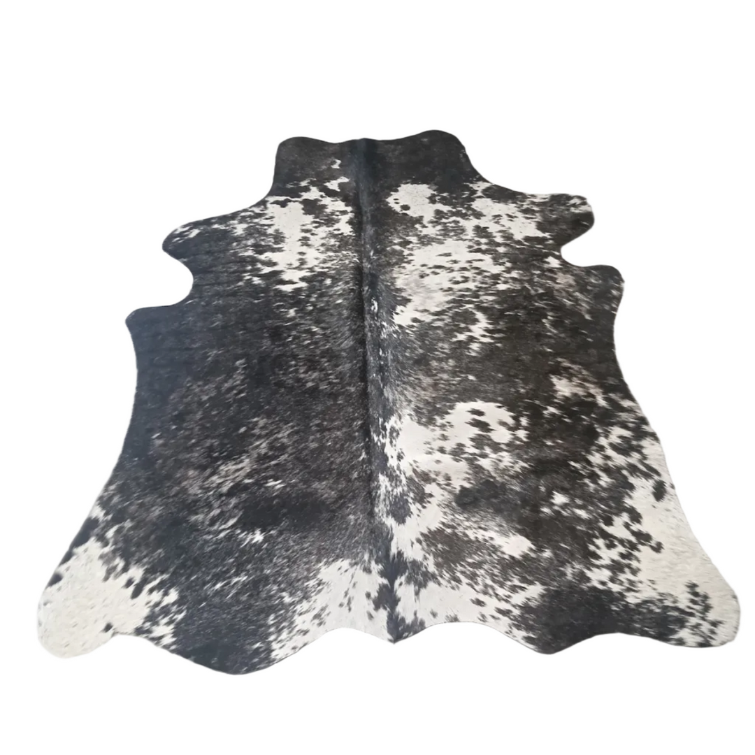 Cowhide Rugs London AU2128 brown and white cowhide rug, 160cm x 135cm (63 x 53in)