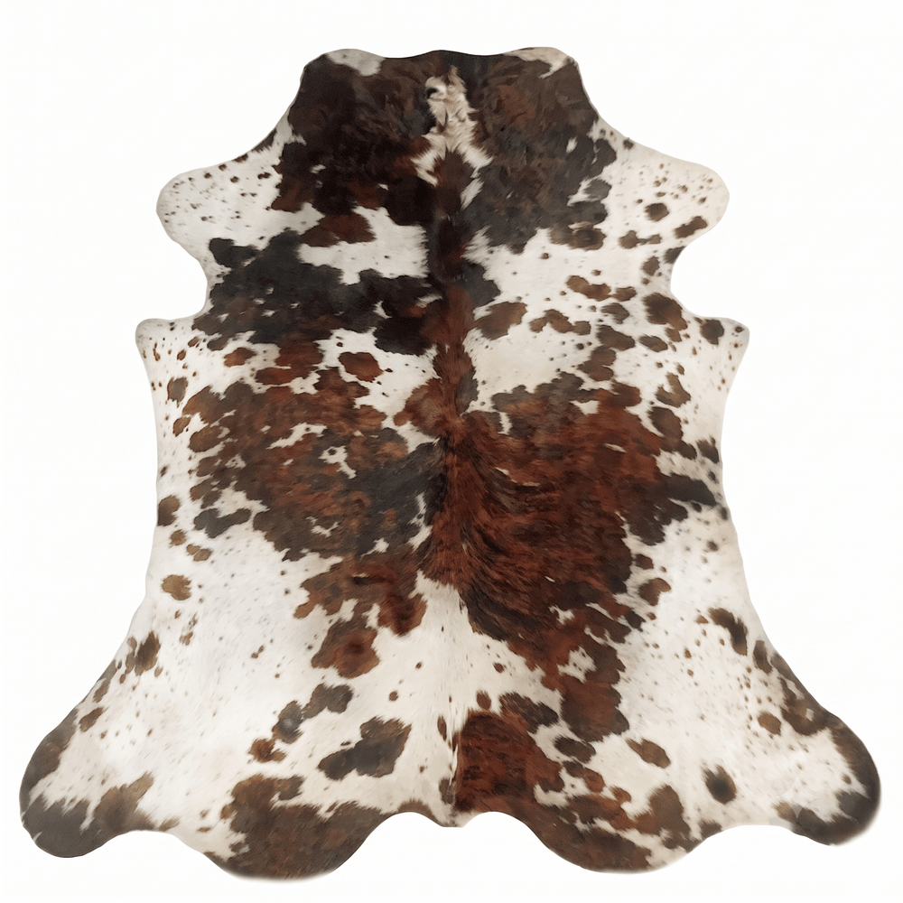 Large premium cowhide rug by Cowhide Rugs London, natural cowhide with unique patterns, measures 239cm x 210cm.