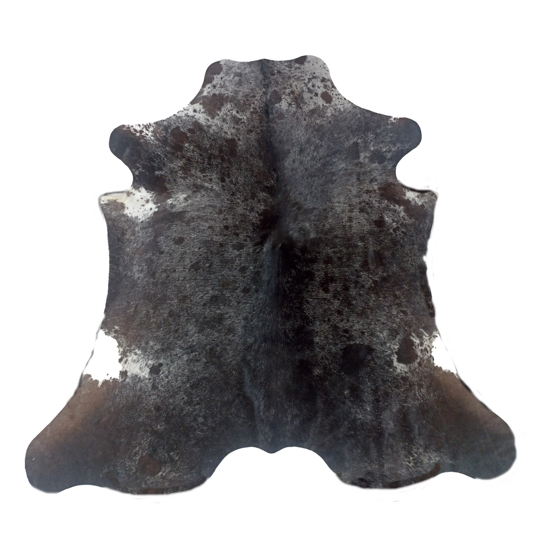 cowhide rug black with some brown