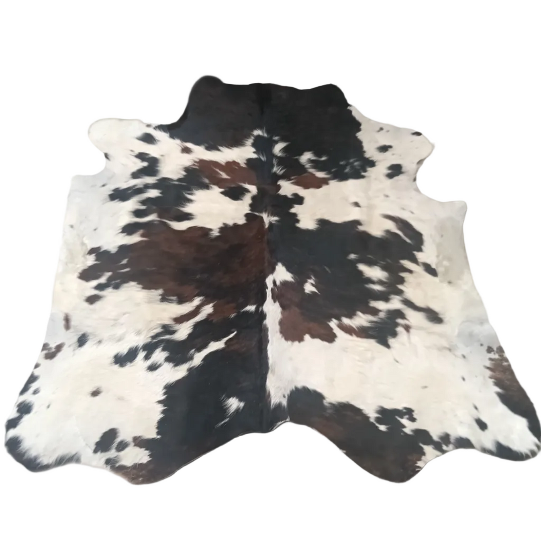 Cowhide Rugs London AU3205 brown and white cowhide rug, 180cm x 160cm (71 x 63in)